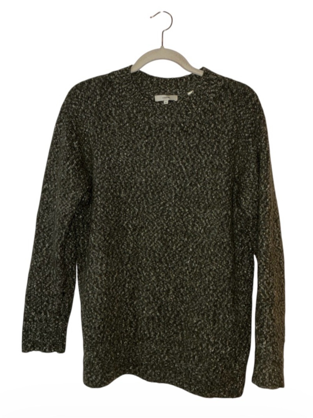 Vince women's crew neck sweater green speckled color alpaca wool silk Sz M